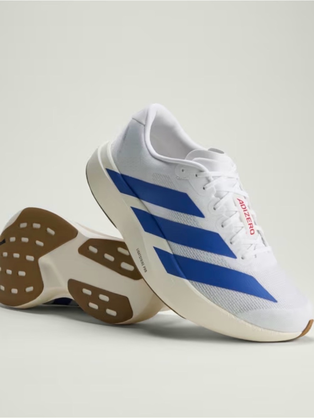 adidas White and Blue Evo SL running shoes